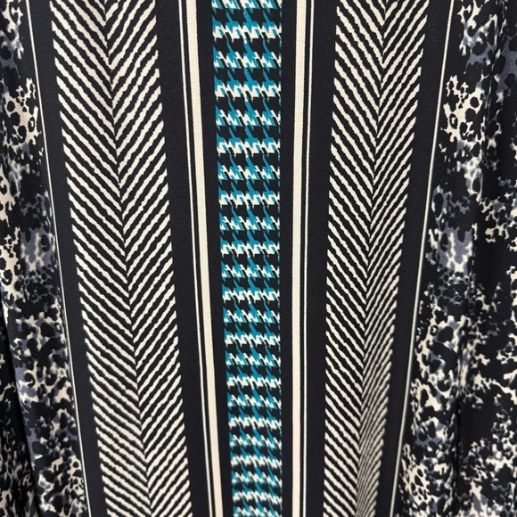 Sandra Darren Sheath Tribal 3/4 Sleeves Swuare Neck Dress Size 12 - Picture 2 of 9